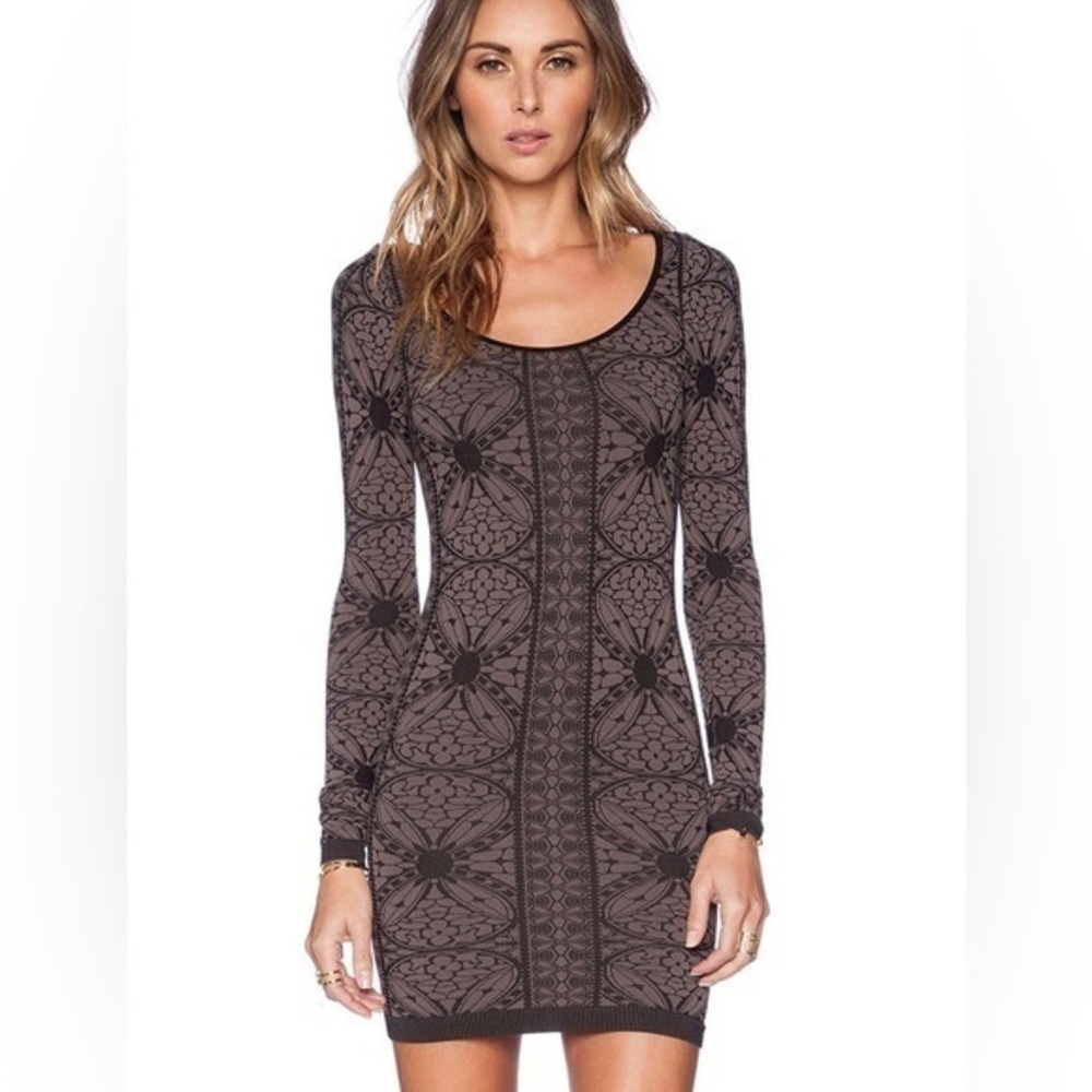 Free People bodycon fitted long sleeve mini dress size XS